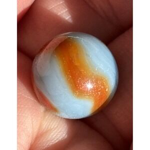 VTG Akro Agate Peltier Christensen Art Swirl Flame Glass Marble Blue orange